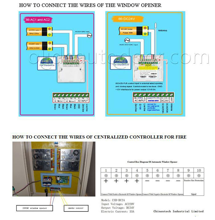 Electric Casement Window Opener wire connection